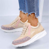 Lightweight Rhinestone Deco Lace Up Sneakers Shopvhs.com