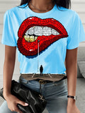 Lip Print Casual Short-sleeved T-shirt Shopvhs.com