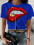 Lip Print Casual Short-sleeved T-shirt Shopvhs.com