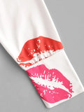 Lips Print Long Sleeve Bodysuit Shopvhs.com