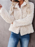 Long Sleeve Lamb Wool Crop Coat Shopvhs.com