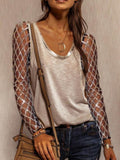 Long Sleeve Sequined Round Neck T-Shirts Shopvhs.com