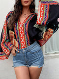 Loose Bohemian Print Long Sleeve Blouse Shopvhs.com