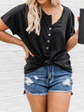 Loose Button Short Sleeve T-Shirt Shopvhs.com