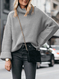 Loose High Neck Long Sleeve Knitted Sweater Shopvhs.com