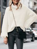 Loose High Neck Long Sleeve Knitted Sweater Shopvhs.com