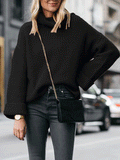 Loose High Neck Long Sleeve Knitted Sweater Shopvhs.com