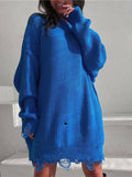 Loose Hole Round Neck Pullover Long Sleeve Sweater Shopvhs.com