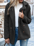 Loose Lapel Button Long Sleeve Fleece Coat Shopvhs.com