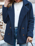 Loose Lapel Button Long Sleeve Fleece Coat Shopvhs.com