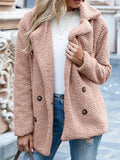 Loose Lapel Button Long Sleeve Fleece Coat Shopvhs.com