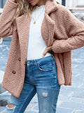 Loose Lapel Button Long Sleeve Fleece Coat Shopvhs.com