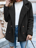 Loose Lapel Button Long Sleeve Fleece Coat Shopvhs.com