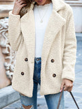 Loose Lapel Button Long Sleeve Fleece Coat Shopvhs.com