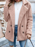 Loose Lapel Button Long Sleeve Fleece Coat Shopvhs.com