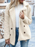 Loose Lapel Button Long Sleeve Fleece Coat Shopvhs.com