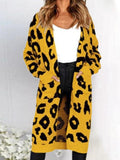 Loose Leopard Print Pockets Knitted Cardigan Shopvhs.com