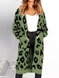 Loose Leopard Print Pockets Knitted Cardigan Shopvhs.com