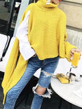 Loose Long Sleeve Turtleneck Irregular Split Sweater Shopvhs.com