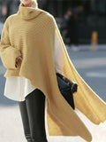 Loose Long Sleeve Turtleneck Irregular Split Sweater Shopvhs.com