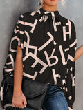 Loose Print Slit Doll Sleeve Blouse Shopvhs.com