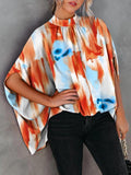 Loose Print Slit Doll Sleeve Blouse Shopvhs.com