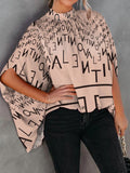 Loose Print Slit Doll Sleeve Blouse Shopvhs.com