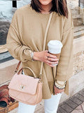 Loose Round Neck Long Sleeve Side Slit Sweater Shopvhs.com