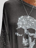 Loose Skull Printed Lace Stitching T-shirt Shopvhs.com