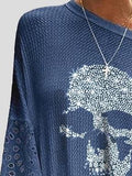 Loose Skull Printed Lace Stitching T-shirt Shopvhs.com