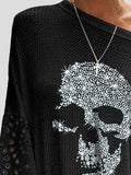 Loose Skull Printed Lace Stitching T-shirt Shopvhs.com