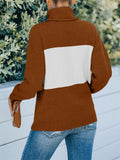 Loose Striped Turtleneck Knitted Sweater Shopvhs.com