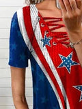 Loose Tether V-neck Star Print T-shirt Shopvhs.com