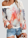 Loose Waffle Print V-Neck Long Sleeve T-Shirt Shopvhs.com