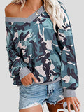 Loose Waffle Print V-Neck Long Sleeve T-Shirt Shopvhs.com