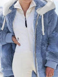 Loose Zipper Hooded Plush Coat Shopvhs.com