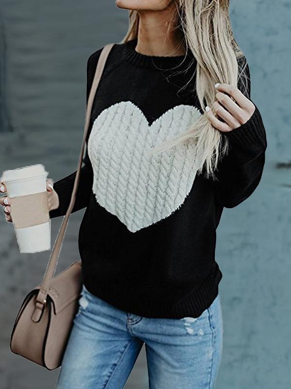 Love Round Neck Long Sleeve Sweater Shopvhs.com