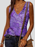 Map Print V-Neck Sleeveless Tank Top Shopvhs.com