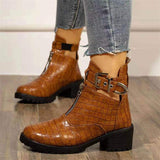 Mid-Heel Round Toe Buckle Boots Shopvhs.com