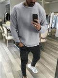 Minimalist Loose Casual O Neck Solid Color Sweater Shopvhs.com