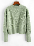 Mock Neck Dotted Bubble Mixed Knit Sweater Shopvhs.com