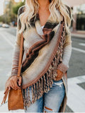 Multicolor Fringed Shawl Knitted Sweater Shopvhs.com