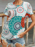 Multicolor Printed Casual Short Sleeve T-Shirt Shopvhs.com