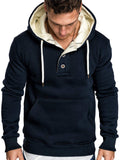 Neckline Decorated Buttons Thick Hoodie Shopvhs.com