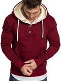 Neckline Decorated Buttons Thick Hoodie Shopvhs.com