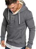 Neckline Decorated Buttons Thick Hoodie Shopvhs.com
