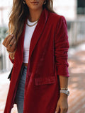 One Button Lapel Long Sleeve Blazer Shopvhs.com