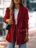 One Button Lapel Long Sleeve Blazer