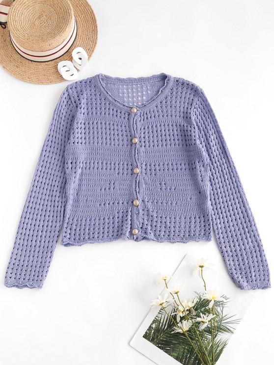 Open Knit Pearly Button Up Cardigan Shopvhs.com
