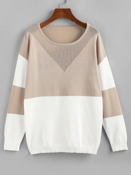 Openwork Colorblock Sweater Shopvhs.com